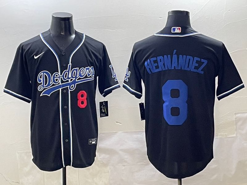 Men 2025 Los Angeles Dodgers #8 Hernandez Black Three generations Fashion Nike MLB Jersey style 7->los angeles dodgers->MLB Jersey
